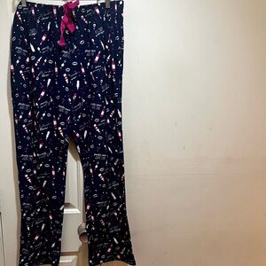 Be Yourself Navy Pajama Pants with Pink Accents Eat, Sleep, Wine, Repeat